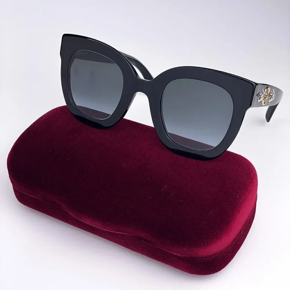 SALE! NEW Gucci  GG0208S 001 Black Gray Mirrored Gradient Square Women